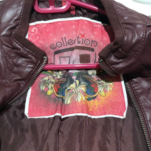 maroon leather jacket - Picture 3 of 4
